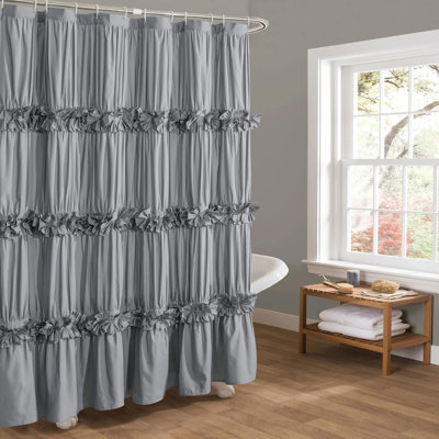 Rideau de douche à volants, rideau de salle de bain en microfibre fabriqué à la main