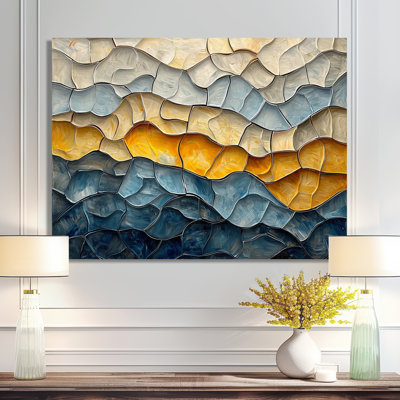 Fragmented Giant Waves Coastal Mosaic I - Fauvism Metal Wall Art, Modern Metal Art Print