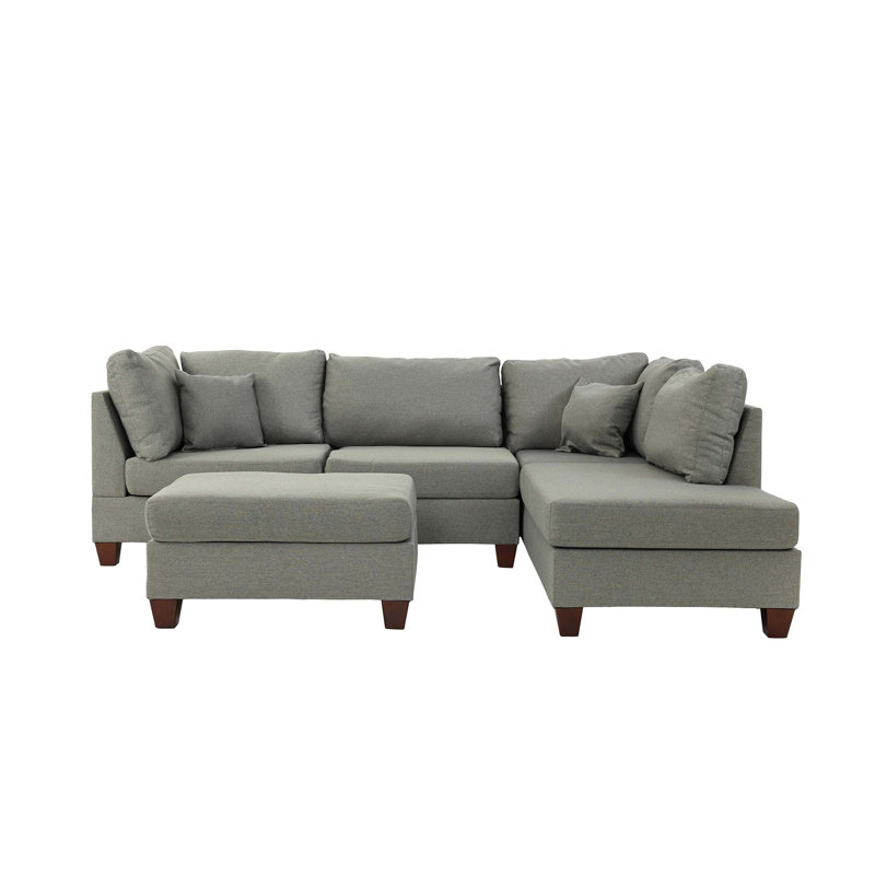 Canapé modulaire réversible en polyfibre avec repose-pieds