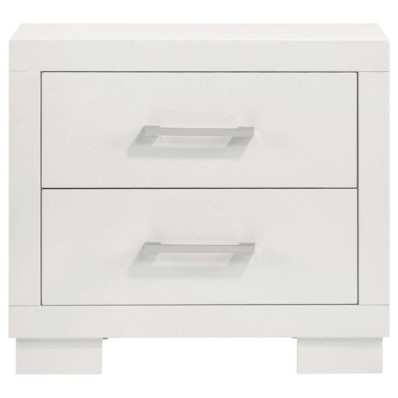 2-Drawer Rectangular Nightstand With Bar Handle Pulls