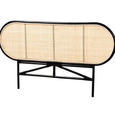 Grande tête de lit bohémienne en naturel avec embellissements tissés, se repose confortablement sans fixation, crochets de suspension pour une meilleure stabilité, conception arrondie, 65 pouces de largeur, 37,4 de hauteur, 1,2 profondeur, 6,6 livres