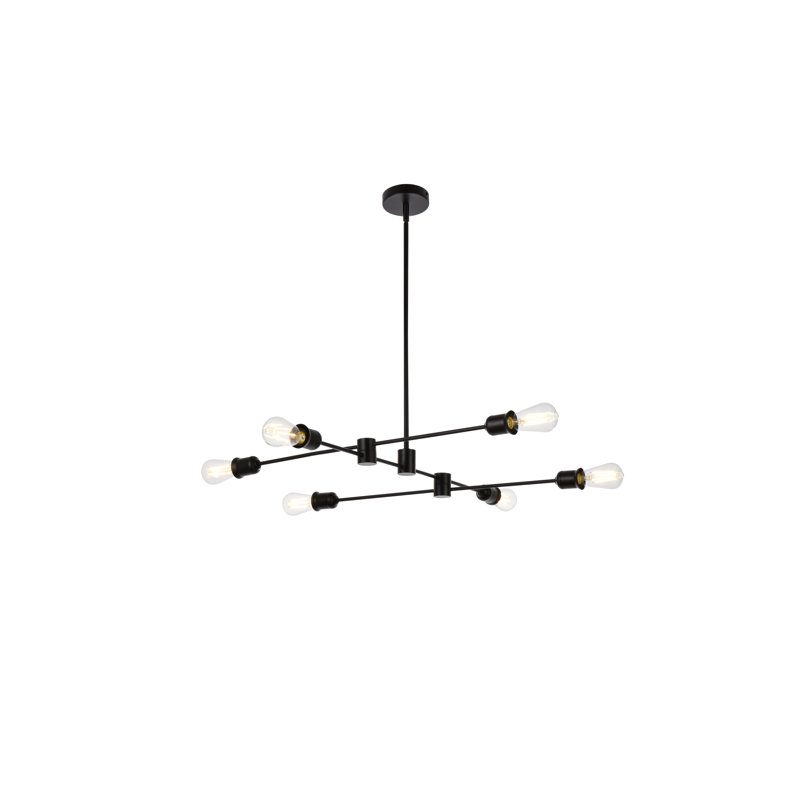 Luminaire suspendu géométrique à 6 lumières Cecelia, H 4,4 po x l 23 po x P 23 po, Noir