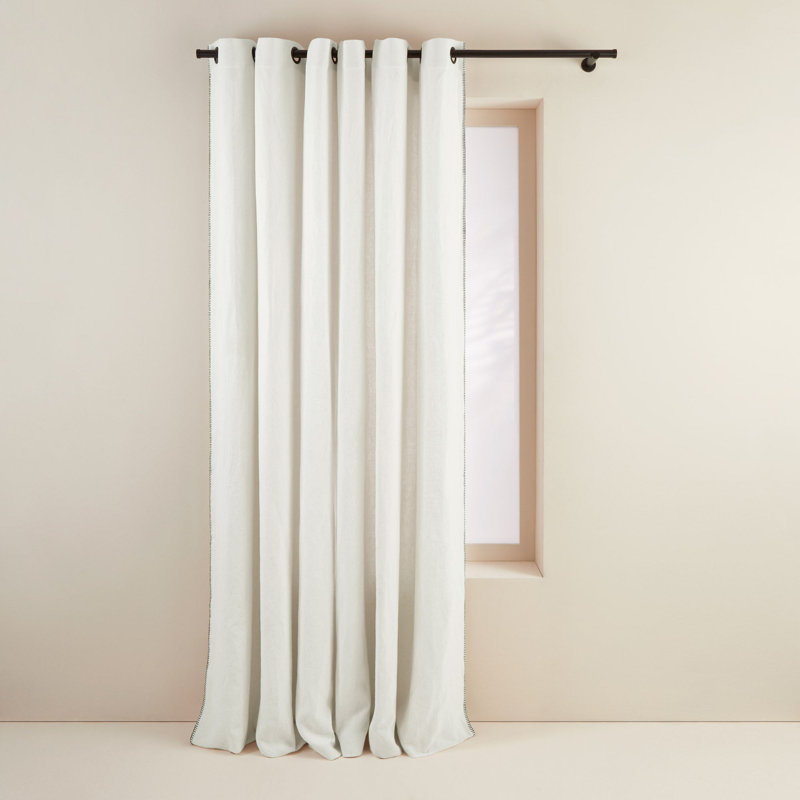 Nino Linen Curtain Single Panel, White, 135 x 350cm