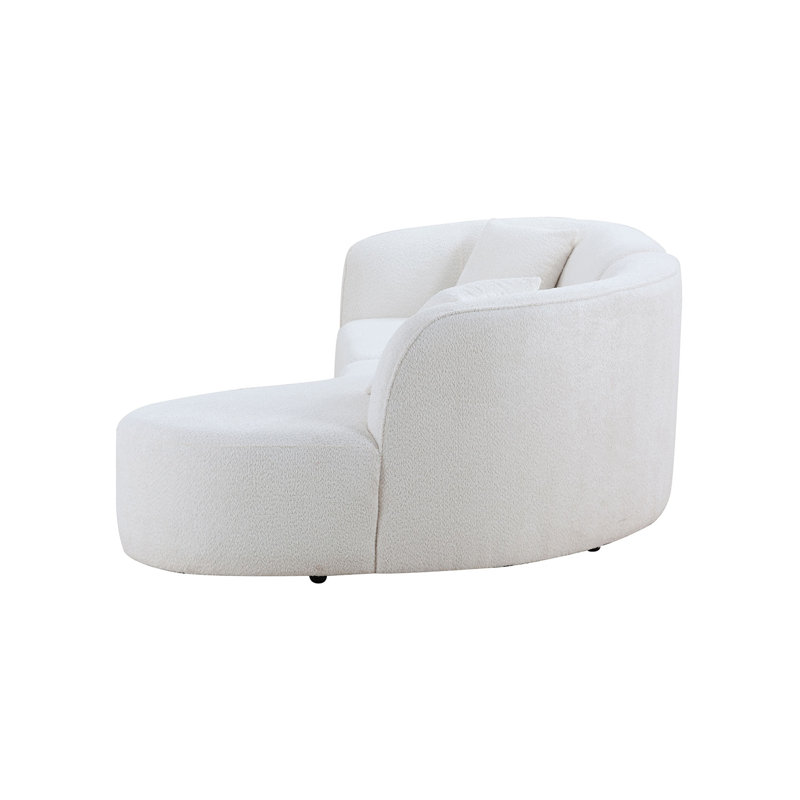 Curved Cloud Sofa 126.37" Boucle Solid Wood Sofa