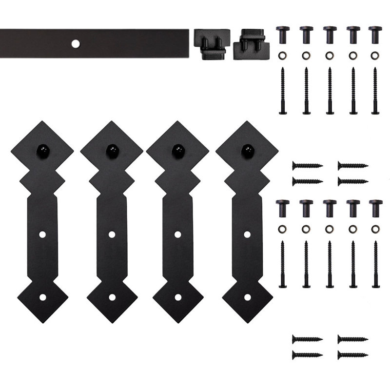 Ensemble de quincaillerie de porte de grange standard à double rail Diamond (porte non incluse), Noir, 72 po