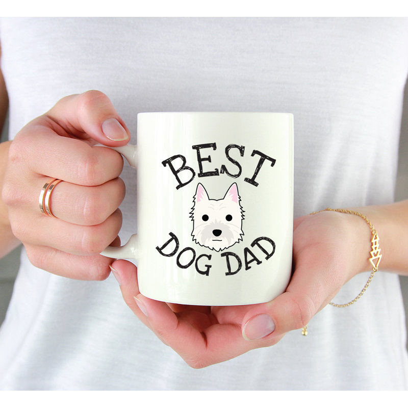 Tasse à café Best Dog Dad, Terrier des Highlands de l'Ouest blanc