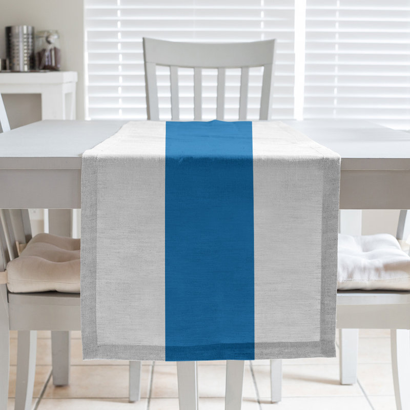 Chemin de table basket Philadelphia, L 90 po x l 16 po, Blanc, bleu, jaune, Sergé de coton