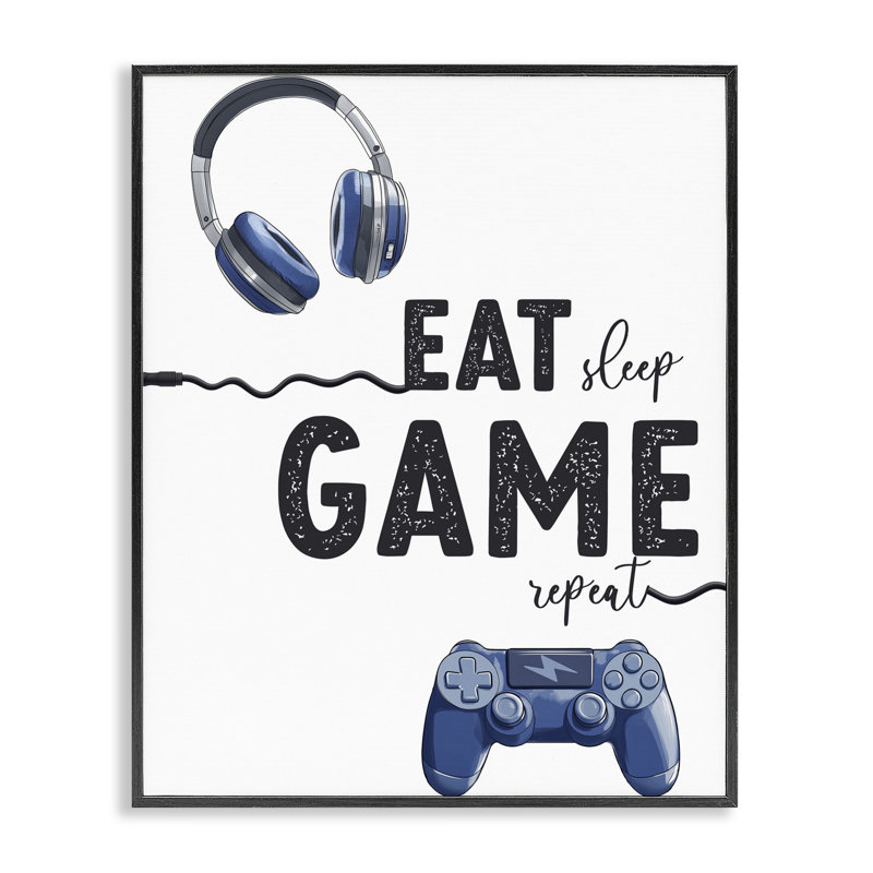 «Eat Sleep Game Lifestyle», estampe numérique, design par Christine Simpson Art, H 20 po x l 16 po