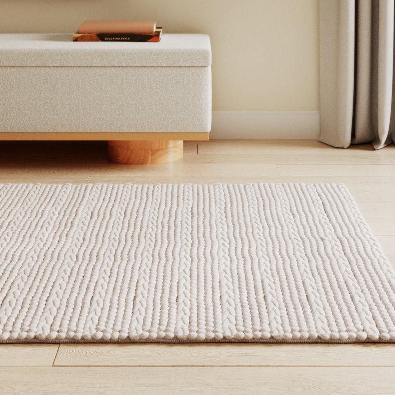 Sestina Handmade Flatweave Ivory Area Rug, Rectangle 4' x 6'