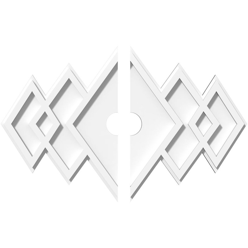 Médaillon de plafond contemporain en PVC de qualité architecturale Zoe, deux pièces, H 13,375 po x l 20 po x P 1 po