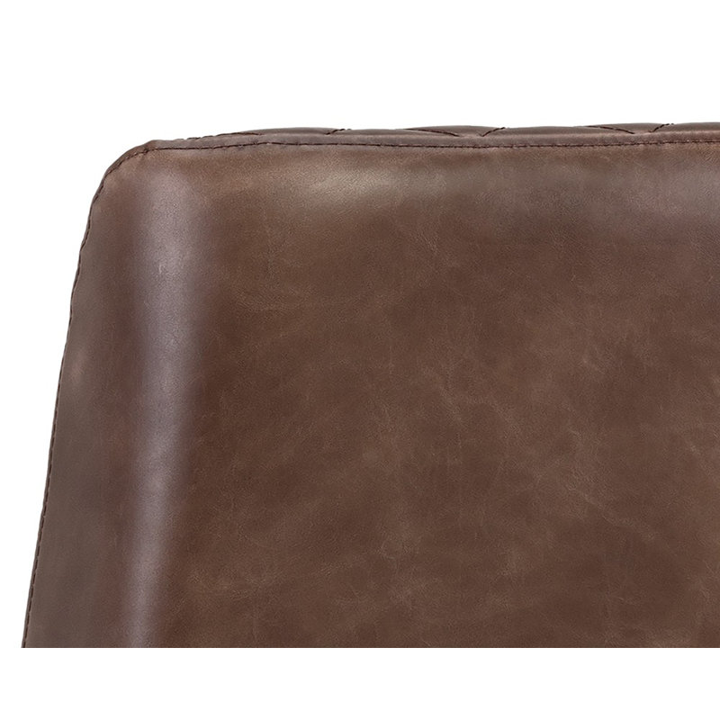 5West Upholstered Stool with Metal Frame, Antique Brown Faux Leather, Bar Stool (30" Seat Height)