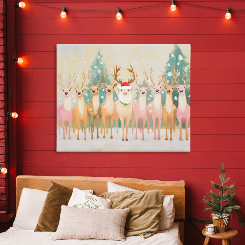 «Pastel Santa's Reindeer», conception par Arlington Prints, H 30 po x l 40 po