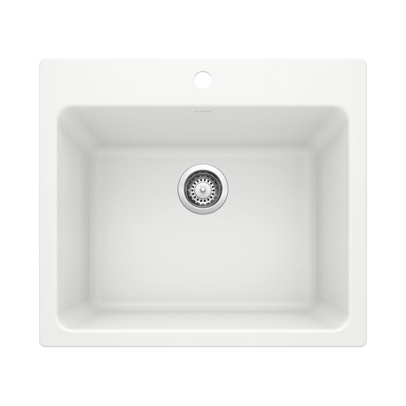 Évier à lessive encastré en composite de granit avec crépine Liven Silgranit 25 po x l 22 po, Blanc