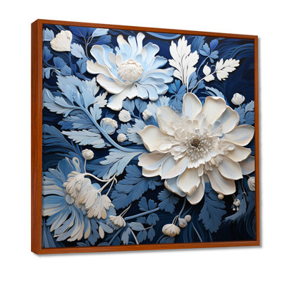 «Watercolor Blue and White Seasonal Flowers III», reproduction d'art sur toile