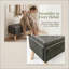 Banc coffre carré de 81 cm de large avec plateau intégré et repose-pieds rembourré, idéal pour le salon ou la chambre.-1009112407
