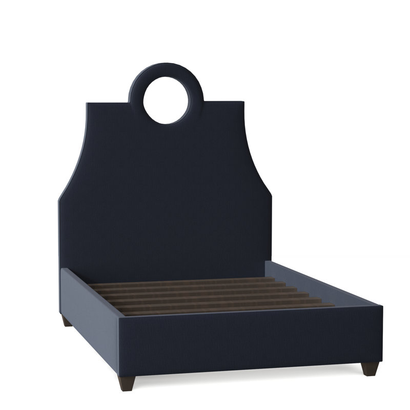 Tess Upholstered Bed, Queen, Bella Black Performance Velvet, Brown Mahogany