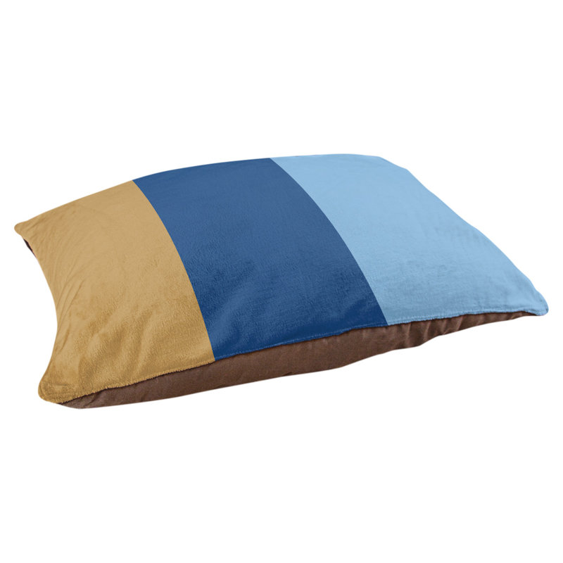 Coussin rectangulaire designer Kansas City, Moyen (L 30 po x l 40 po), Or / bleu royal / bleu poudre