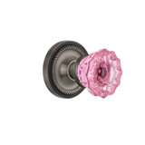 Rope Rosette with Crystal Pink Door Knob