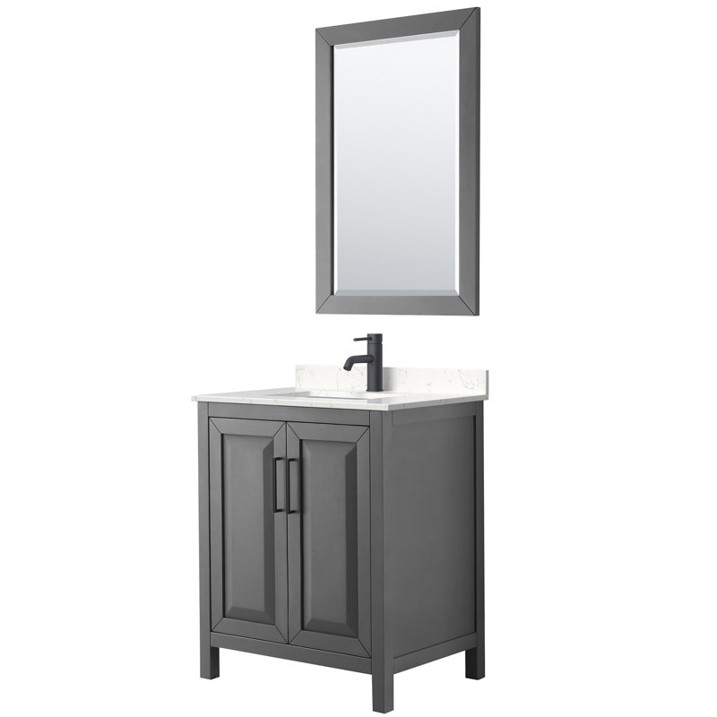 Daria 30'' W Single Vanity, Dark Gray, Matte Black, Carrara Cultured Marble