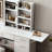Fashion Vanity Desk With Mirror And Lights For Makeup With Open Shelves And Chair, Vanity Mirror With Lights And Table Set With 3 Color Lighting Brightness Adjustable, 5 Drawers