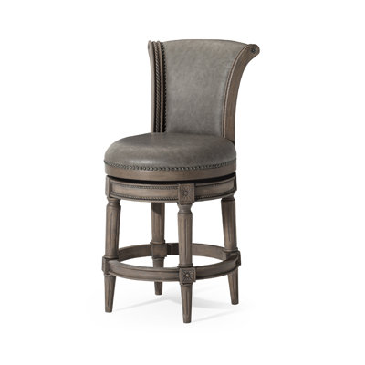 Maven Lane Pullman Stool with Faux Leather Upholstery