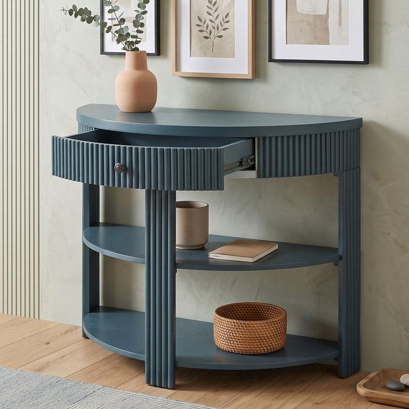 Console avec tiroir et deux tablettes, Marine