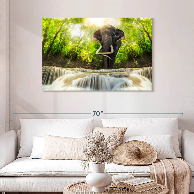 Brampt Waterfall Elephant, 30" H x 45" W