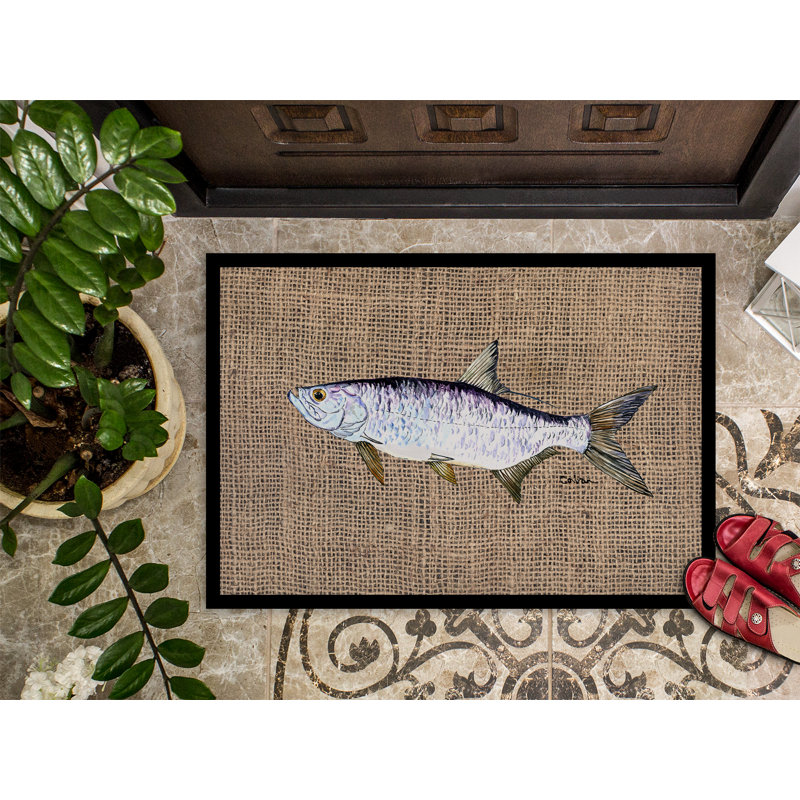 Tapis de porte d’intérieur anti-dérapant fish tarpon, Rectangle 1 pi 6 po x 2 pi 3 po