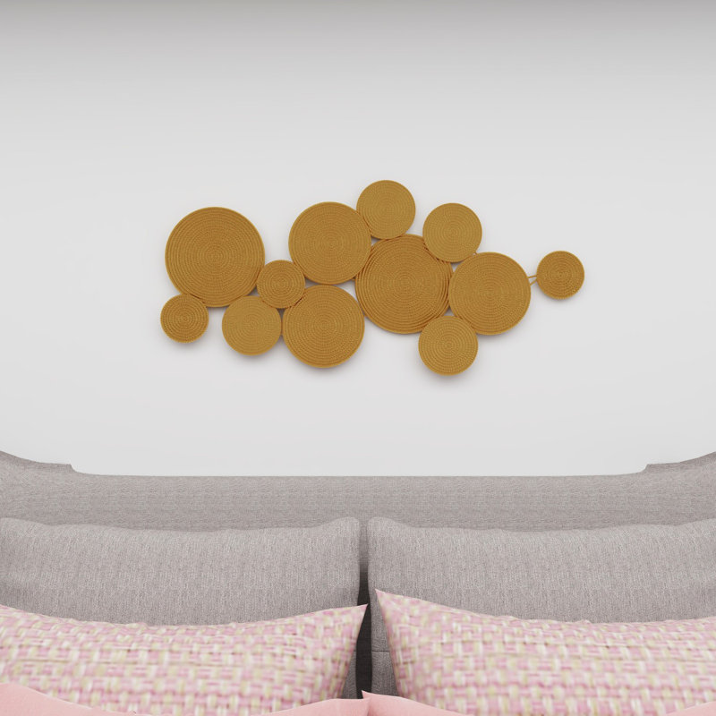 Gold Circular Iron Bohemian Wall Sculpture
