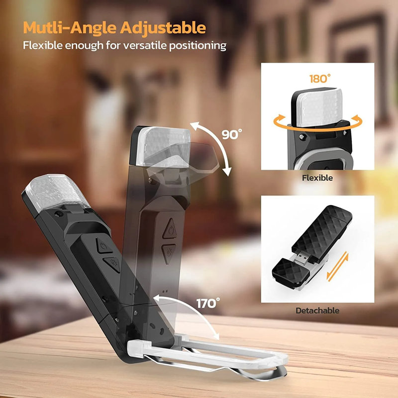 Usb Rechargeable Book Light For Reading In Bed Portable Clip-on Led Reading Lamp, Black