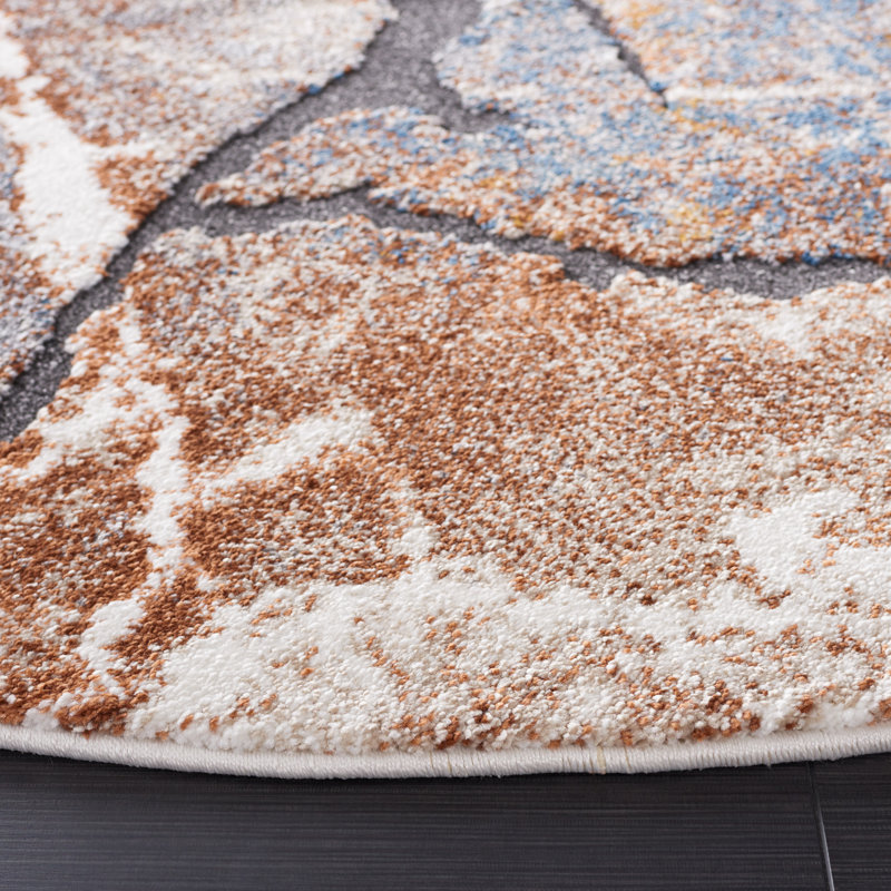 Cyrus Shag Performance Abstract Rug, Round 6'7"