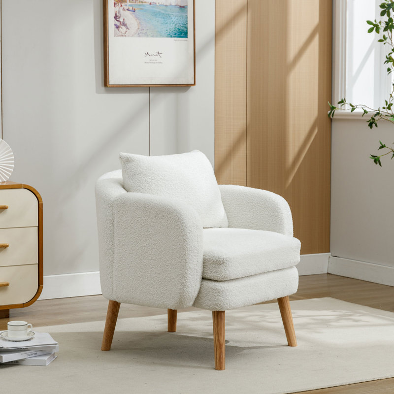 Kruse Upholstered Armchair, White Teddy