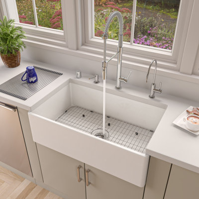 34.8'' L Single Bowl Fireclay Kitchen Sink