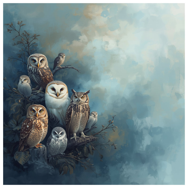 Coussins Group of Owls, 16 x 16 pouces