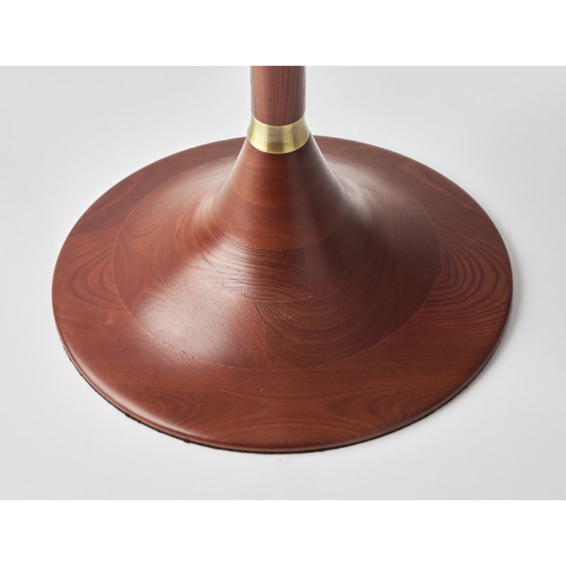 Rebecca 60" Walnut Rubberwood Floor Lamp with Antique Brass Accent