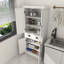 Armoire de rangement pour garde-manger de 71 po en blanc, 4 portes, tiroir, 2 tablettes réglables. Autoportante pour la salle à manger, la salle de séjour, la lessive. Armoire design avec tablettes - blanc.