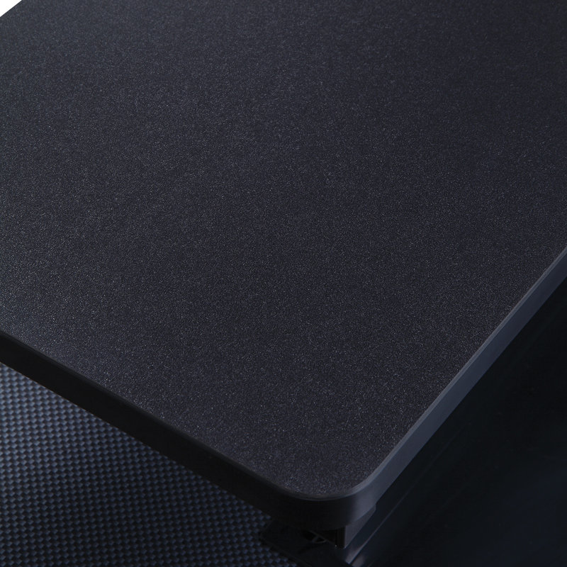 Metal Base Computer Desk with Power Outlet, Black, Black