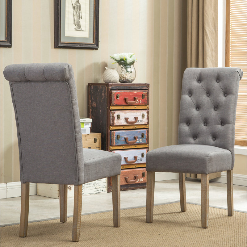 Chaise de salle à manger en bois massif gris Grey, Gris