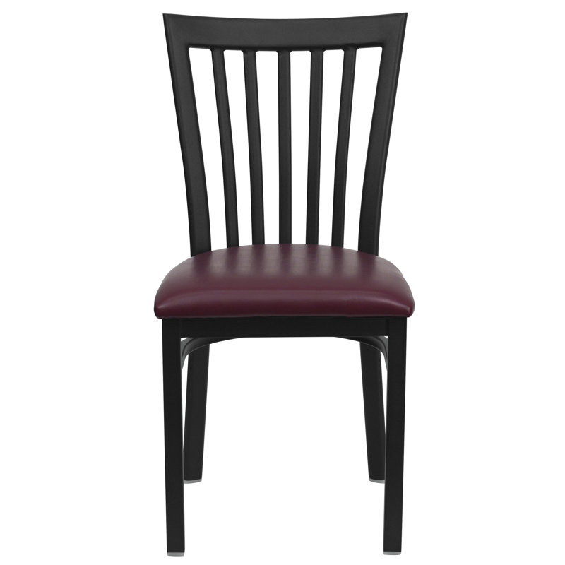 Oliverson School House Back Metal Restaurant Chair, Burgundy Vinyl