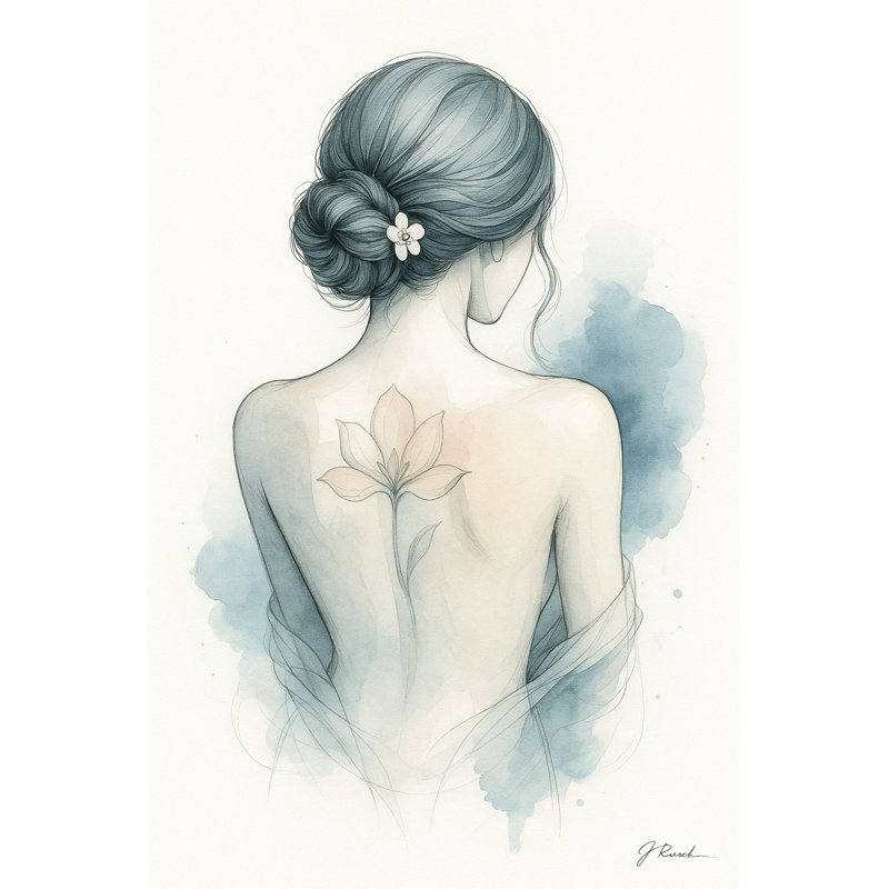 Lotus Serenity - Art mural avec aquarelle, H 24 po x l 16 po