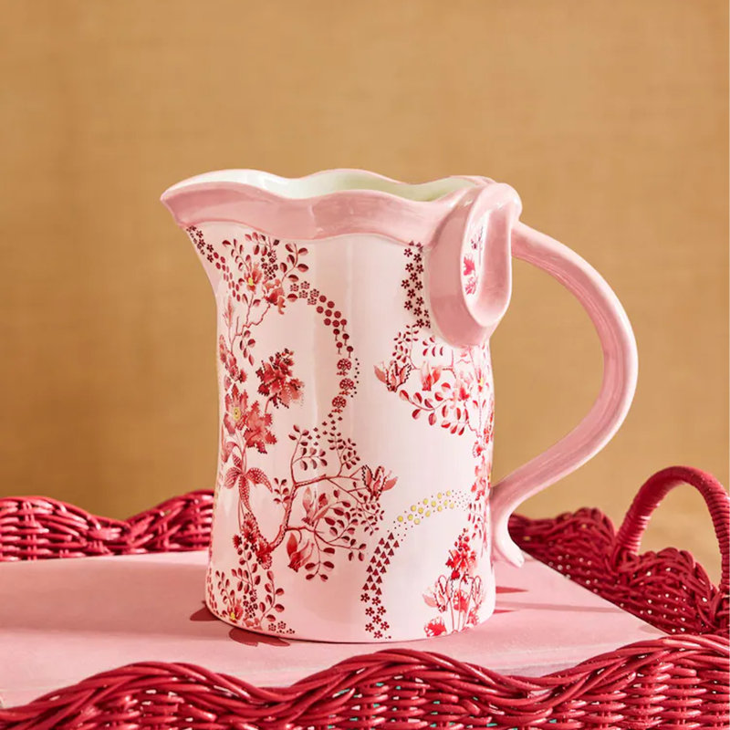Cath Kidston Blue Bow Ceramic Jug Vase, Pink