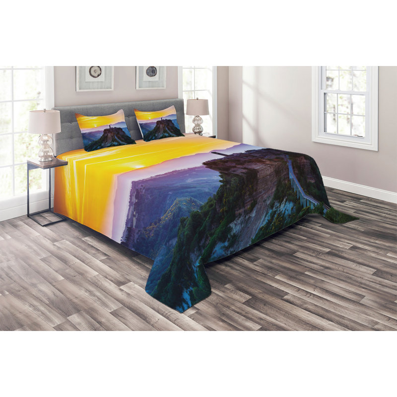 Italian Rustic Polyester Coverlet, King Bedspread + 2 Shams