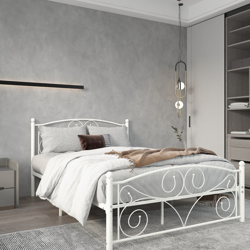 38.64'' Steel Bed Frame with Open Headboard, Full