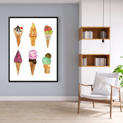 Ice Cream Cones - Purple Framed Canvas Home Decor Art
