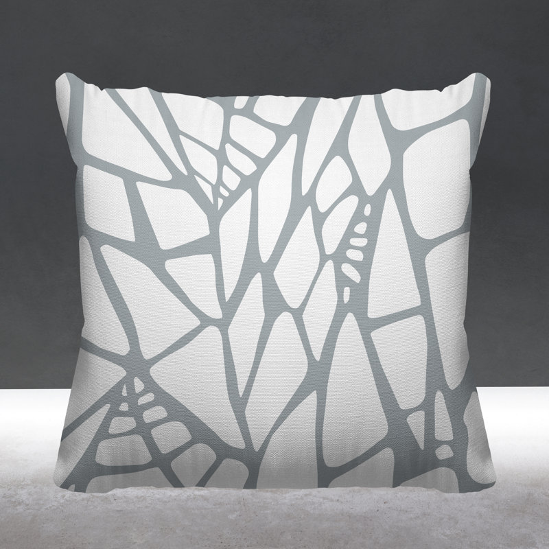 Coussin décoratif intérieur / extérieur à motif géométrique abstrait Claiborn, gris, L 15 po x H 15 po