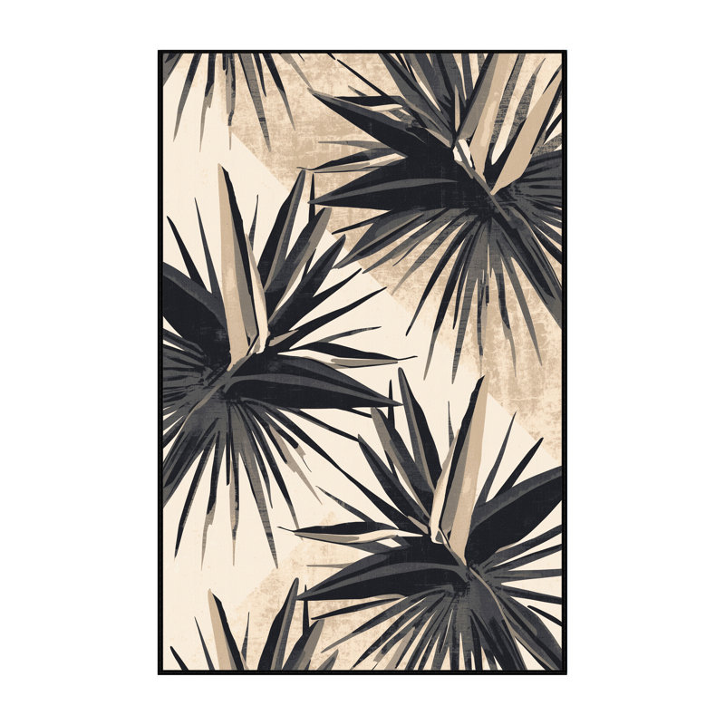 Tapis beige délavé à la machine à motif d'étoiles tropicales Oyan Heliconia, 8 x 12