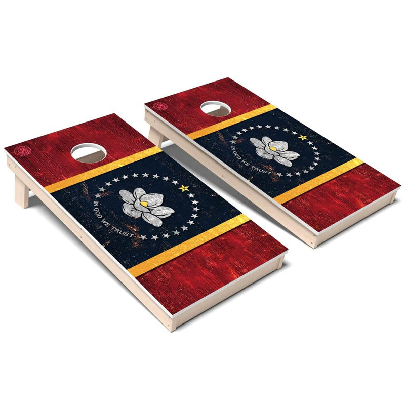 Ensemble de planches de cornhole composites toutes saisons en couleurs du Mississippi State Flag, AUCUN accessoire
