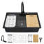 Évier de cuisine à montage sur plan à montage sur comptoir - 33 po x 22 po x 10 po en granite composite noir avec station de travail et robinet coulissant-119211890