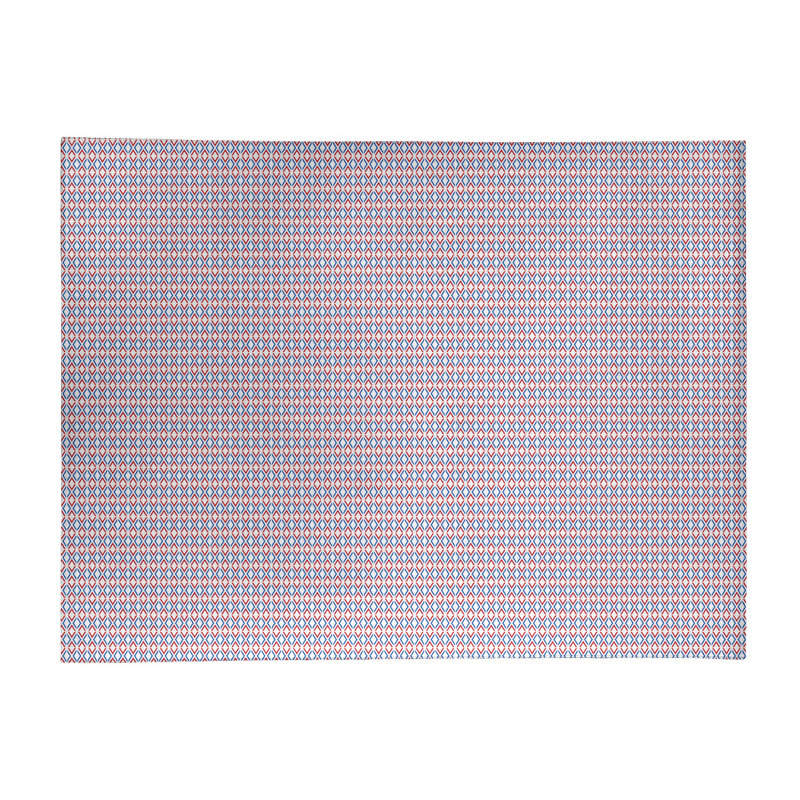Tapis de zone rouge/bleu fait main géométrique, Rectangle 5 pi x 7 pi