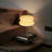 Beige Glass “burger” Table Lamp With Tri-color E26 Bulb, Plug-in Design